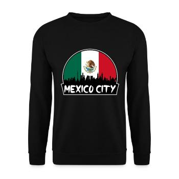 Mexiko-Stadt Mexiko-Flagge Skyline Silhouette Reisen - Unisex Pullover - Schwarz - Vorne - Alina (178cm) & Michal (187cm)