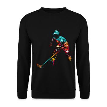 Wachsamer Floorball Schlussmann - Unisex Pullover - Schwarz - Vorne - Alina (178cm) & Michal (187cm)
