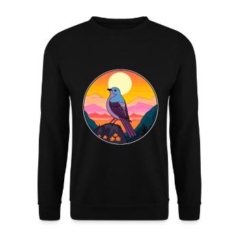Kuckuck buntes Aquarell Cartoon Kawaii Tier - Unisex Pullover - Schwarz - Vorne - Alina (178cm) & Michal (187cm)
