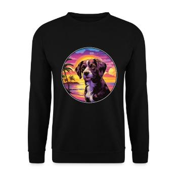 Kromfohrlander Hunderasse Bunte Karikatur Watercol - Unisex Pullover - Schwarz - Vorne - Alina (178cm) & Michal (187cm)
