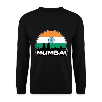 Mumbai Indien Flagge Skyline Silhouette Reisen - Unisex Pullover - Schwarz - Vorne - Alina (178cm) & Michal (187cm)
