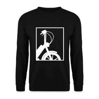Mofa Moped Mofafahrer Mopedfahrer Motorroller - Unisex Pullover - Schwarz - Vorne - Alina (178cm) & Michal (187cm)