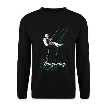 Actionreiches Canyoning Abseilen - Unisex Pullover - Schwarz - Vorne - Alina (178cm) & Michal (187cm)