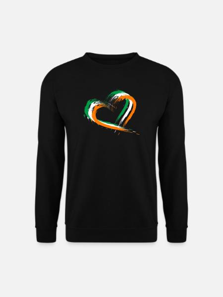 Herz Bürste Flagge Irland Fahne Farben Design - Unisex Pullover - Schwarz