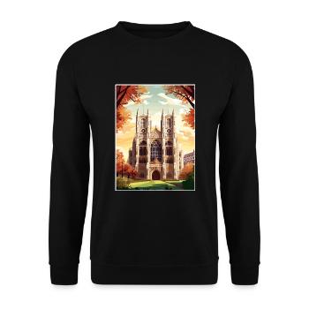 Westminster Abbey London Vintage Reiseposter WPA - Unisex Pullover - Schwarz - Vorne - Alina (178cm) & Michal (187cm)