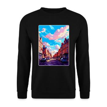 Carlisle Cumbria Vintage Reiseposter Souvenir - Unisex Pullover - Schwarz - Vorne - Alina (178cm) & Michal (187cm)