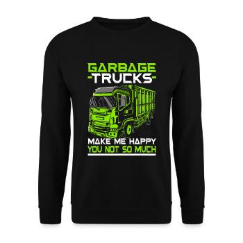 Garbage Truck Trash Collector Recycling Abfall - Unisex Pullover - Schwarz - Vorne - Alina (178cm) & Michal (187cm)