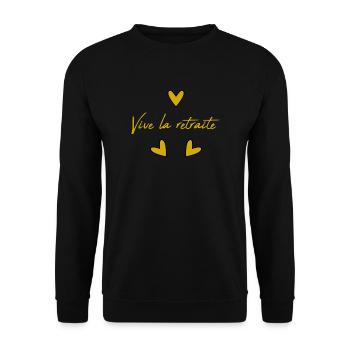 RETIREMENT. HAPPY RETIREMENT. HAPPY RETIREMENT - Unisex Sweatshirt - black - Front - Alina (178cm) & Michal (187cm)