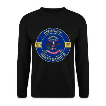 Bismarck North Dakota Flagge USA Souvenir Abzeichen - Unisex Pullover - Schwarz - Vorne - Alina (178cm) & Michal (187cm)