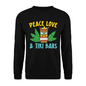 Frieden Liebe & Tiki Bars Luau Party Tiki Bar - Unisex Pullover - Schwarz - Vorne - Alina (178cm) & Michal (187cm)