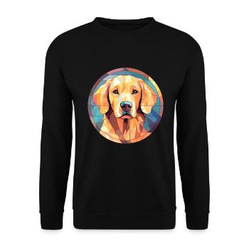 Deutsche Spitz Hunderasse Aquarell Illustration - Unisex Pullover - Schwarz - Vorne - Alina (178cm) & Michal (187cm)