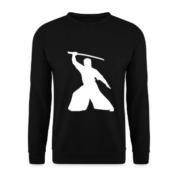 Flinker Haidong Gumdo Schwertkämpfer - Unisex Pullover - Schwarz - Vorne - Alina (178cm) & Michal (187cm)