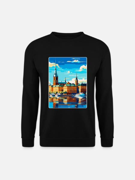 Stockholm Schweden Vintage Reiseplakat Souvenir - Unisex Pullover - Schwarz