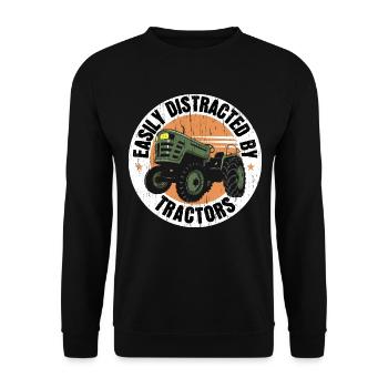 Leicht ablenkbar durch Traktoren Bauernhof Landwir - Unisex Pullover - Schwarz - Vorne - Alina (178cm) & Michal (187cm)