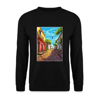 Colonia Del Sacramento Vintage Reiseposter WPA - Unisex Pullover - Schwarz - Vorne - Alina (178cm) & Michal (187cm)