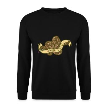 Lauernde Python Schlangenfreund - Unisex Pullover - Schwarz - Vorne - Alina (178cm) & Michal (187cm)