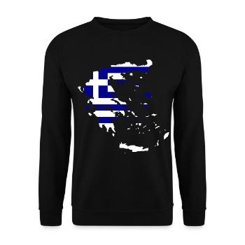 Griechenland Flagge Landkarte - Unisex Pullover - Schwarz - Vorne - Alina (178cm) & Michal (187cm)