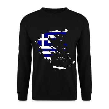 Greece Flag Map - Unisex Sweatshirt - black - Front - Alina (178cm) & Michal (187cm)