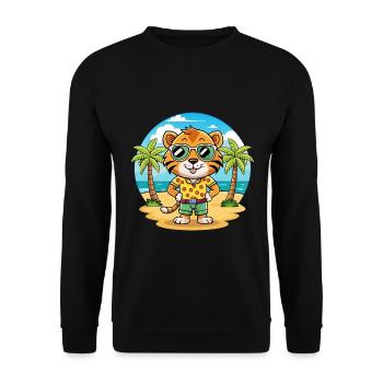 Tiger Funny Cartoon Summer Beach Sunglasses - Unisex Sweatshirt - black - Front - Alina (178cm) & Michal (187cm)