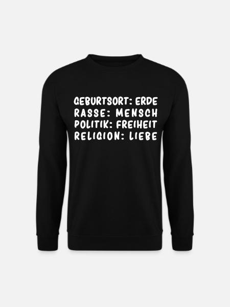 Erde Mensch Freiheit Liebe - Unisex Pullover - Schwarz
