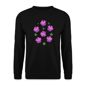 Lichtnelken rosa Blumen - Unisex Pullover - Schwarz - Vorne - Alina (178cm) & Michal (187cm)