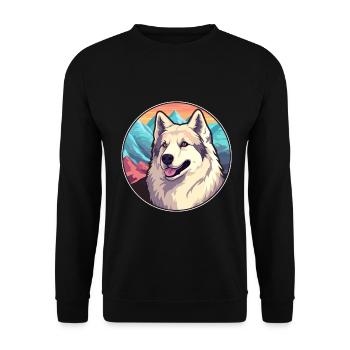 Kyi Leo Hunderasse Cartoon Kawaii Aquarell - Unisex Pullover - Schwarz - Vorne - Alina (178cm) & Michal (187cm)