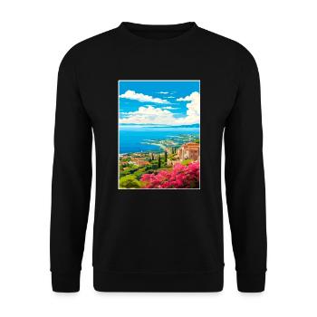 Cote D Azur Frankreich Vintage Reiseposter Souvenir - Unisex Pullover - Schwarz - Vorne - Alina (178cm) & Michal (187cm)
