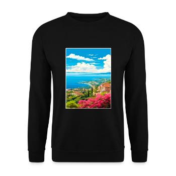 Cote D Azur Frankreich Vintage Reiseposter Souvenir - Unisex Pullover - Schwarz - Vorne - Alina (178cm) & Michal (187cm)