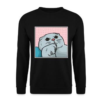 Kuschelweiche Foldex Rassekatze - Unisex Pullover - Schwarz - Vorne - Alina (178cm) & Michal (187cm)