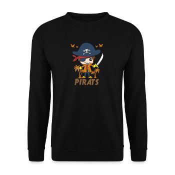 Piraten Kindergeschenk Babygeschenk Kinder Bube - Unisex Pullover - Schwarz - Vorne - Alina (178cm) & Michal (187cm)