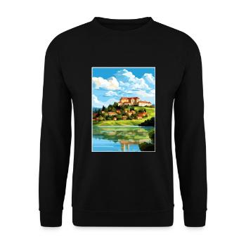Ptuj-Schloss-Slowenien-Bleder-Reise-Plakat - Unisex Pullover - Schwarz - Vorne - Alina (178cm) & Michal (187cm)