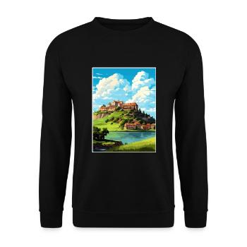 Ptuj-Schloss-Slowenien-Bleder-Reise-Plakat - Unisex Pullover - Schwarz - Vorne - Alina (178cm) & Michal (187cm)