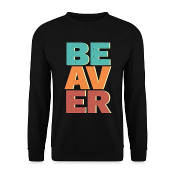 Retro Biber Wildtier Tier Kanada Damm Nagetier - Unisex Pullover - Schwarz - Vorne - Alina (178cm) & Michal (187cm)