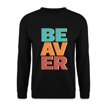 Retro Biber Wildtier Tier Kanada Damm Nagetier - Unisex Pullover - Schwarz - Vorne - Alina (178cm) & Michal (187cm)