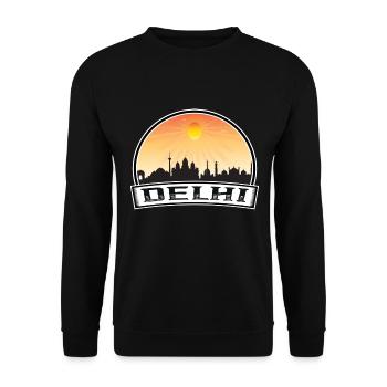 Delhi Indien Skyline Vintage Sonnenuntergang Reise Souvenir - Unisex Pullover - Schwarz - Vorne - Alina (178cm) & Michal (187cm)