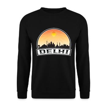 Delhi Indien Skyline Vintage Sonnenuntergang Reise Souvenir - Unisex Pullover - Schwarz - Vorne - Alina (178cm) & Michal (187cm)