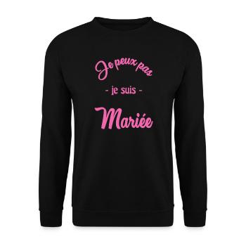 ICH KANN NICHT, ICH BIN VERHEIRATET - Unisex Pullover - Schwarz - Vorne - Alina (178cm) & Michal (187cm)