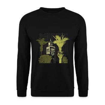 Farbenprächtiger Souk Marrakesch - Unisex Pullover - Schwarz - Vorne - Alina (178cm) & Michal (187cm)