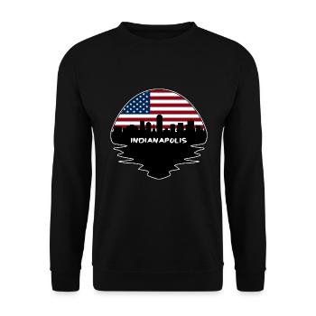 Indianapolis Indiana USA Flagge Skyline Silhouette T - Unisex Pullover - Schwarz - Vorne - Alina (178cm) & Michal (187cm)