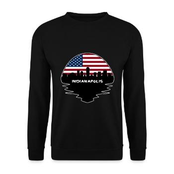 Indianapolis Indiana USA Flagge Skyline Silhouette T - Unisex Pullover - Schwarz - Vorne - Alina (178cm) & Michal (187cm)