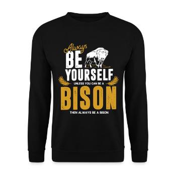 Majestätischer Bison Nordamerika - Unisex Pullover - Schwarz - Vorne - Alina (178cm) & Michal (187cm)