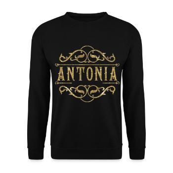 Antonia gold - Unisex Pullover - Schwarz - Vorne - Alina (178cm) & Michal (187cm)