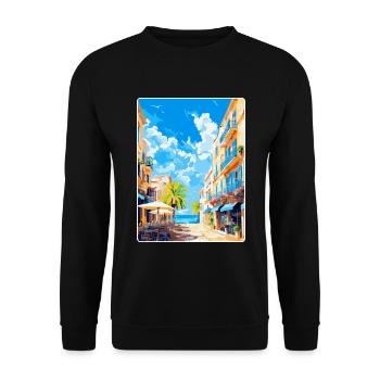 Palma De Mallorca Spain Vintage Travel Poster WPA - Unisex Sweatshirt - black - Front - Alina (178cm) & Michal (187cm)
