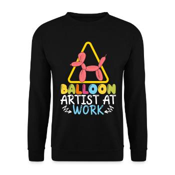 Ballonkünstler bei der Arbeit Twister Ballonmodell - Unisex Pullover - Schwarz - Vorne - Alina (178cm) & Michal (187cm)