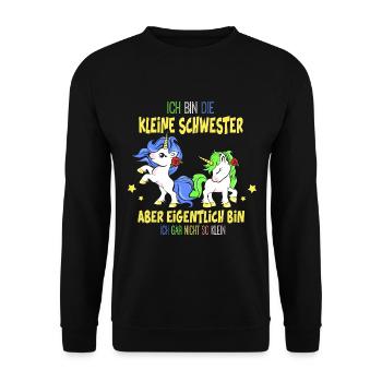 Kleine Schwester Nicht So Klein Mädchen Girl Mädel - Unisex Pullover - Schwarz - Vorne - Alina (178cm) & Michal (187cm)
