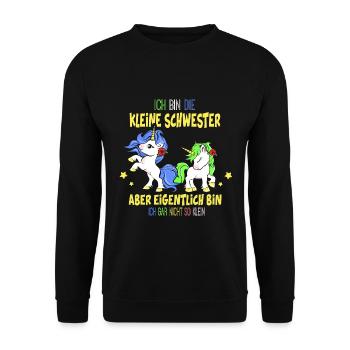 Kleine Schwester Nicht So Klein Mädchen Girl Mädel - Unisex Pullover - Schwarz - Vorne - Alina (178cm) & Michal (187cm)