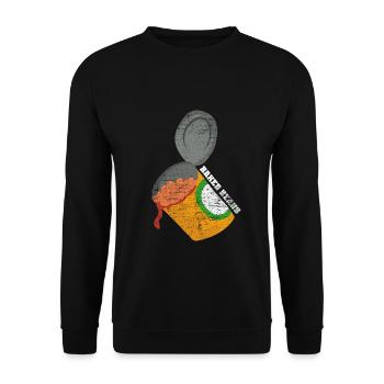 Herzhafte Bohnenpfanne Kochabend - Unisex Pullover - Schwarz - Vorne - Alina (178cm) & Michal (187cm)