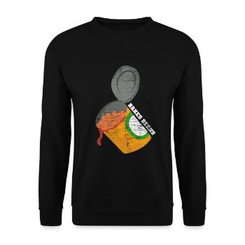 Herzhafte Bohnenpfanne Kochabend - Unisex Pullover - Schwarz - Vorne - Alina (178cm) & Michal (187cm)