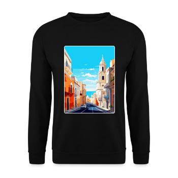 Cadix Espagne Affiche de voyage vintage WPA Art Souvenir - Sweat-shirt Unisexe - noir - Devant - Alina (178cm) & Michal (187cm)