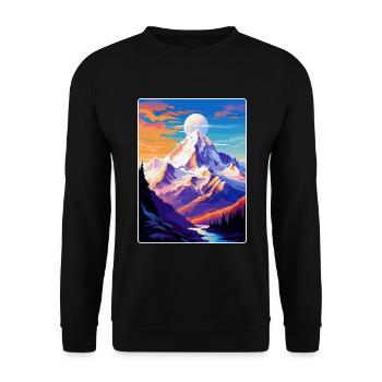 Mont Blanc Mountain Europe Vintage Poster de voyage - Sweat-shirt Unisexe - noir - Devant - Alina (178cm) & Michal (187cm)
